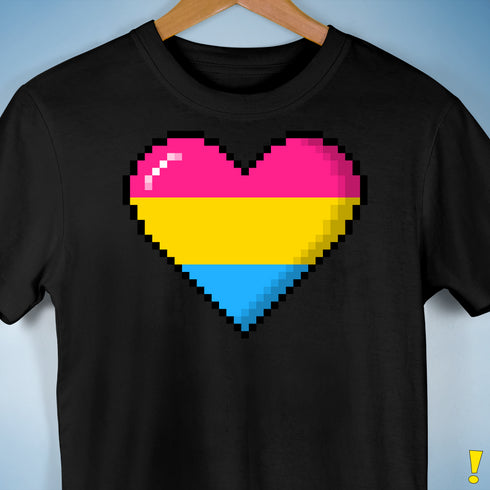 Pansexual Pride 8-Bit Pixel Heart Premium Unisex T-Shirt - Black