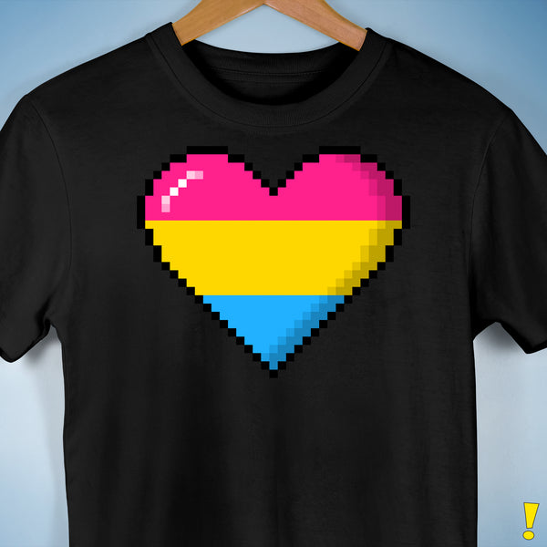 Pansexual Pride 8-Bit Pixel Heart Premium Unisex T-Shirt - Black