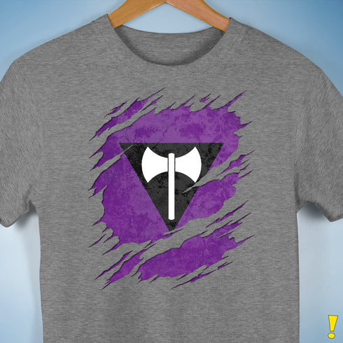 Lesbian Labrys Pride Flag Ripped Reveal Premium Unisex T-Shirt - Grey Heather
