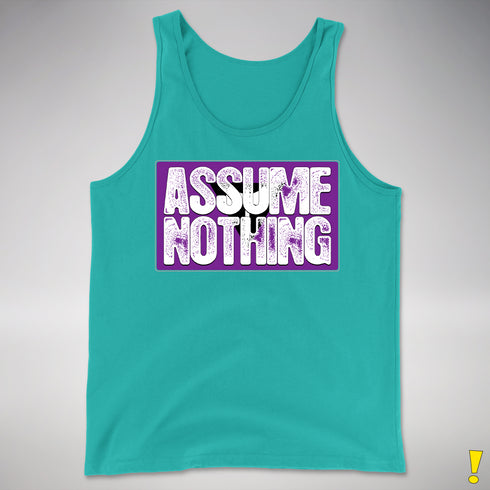 Assume Nothing Lesbian Labrys Pride Flag Premium Tank Top - Teal