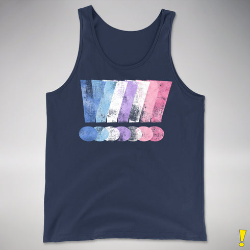 Bigender Pride Grunge Exclamation Points Premium Tank Top - Navy
