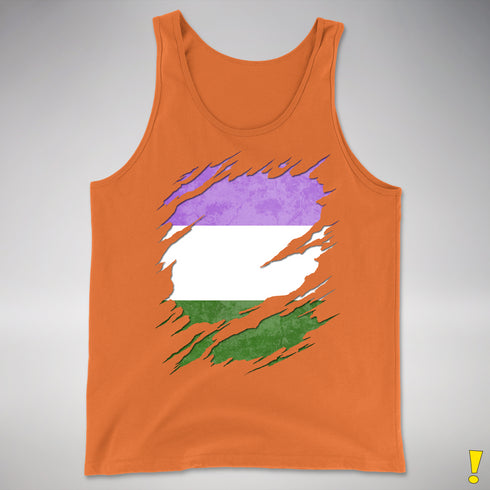 Genderqueer Pride Flag Ripped Reveal Premium Tank Top - Orange