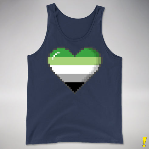 Aromantic Pride Pixel Heart Premium Tank Top - Navy