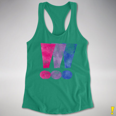 Bisexual Pride Exclamation Points Racerback Tank - Kelly Green
