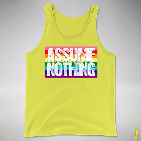 Assume Nothing Gilbert Baker Original LGBTQ Gay Pride Flag Premium - Neon Yellow