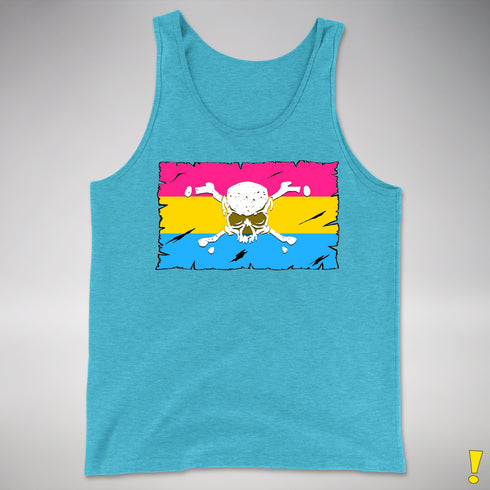Pansexual Pride Pirate Flag Premium Tank Top - Aqua Triblend
