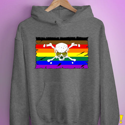 Philly LGBTQ Pride Pirate Flag Hoodie - Grey Heather