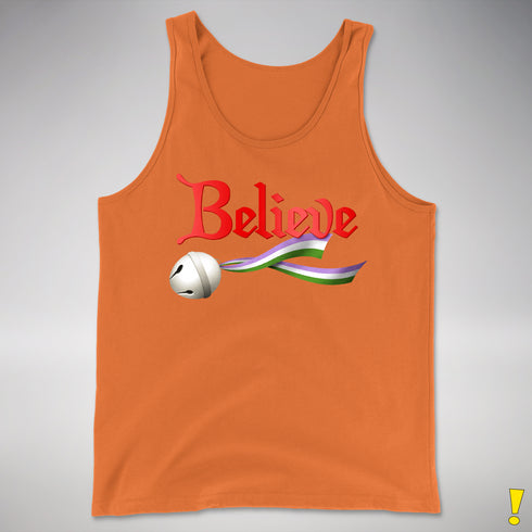 Believe Genderqueer Pride Jingle Bell Premium Tank Top - Orange