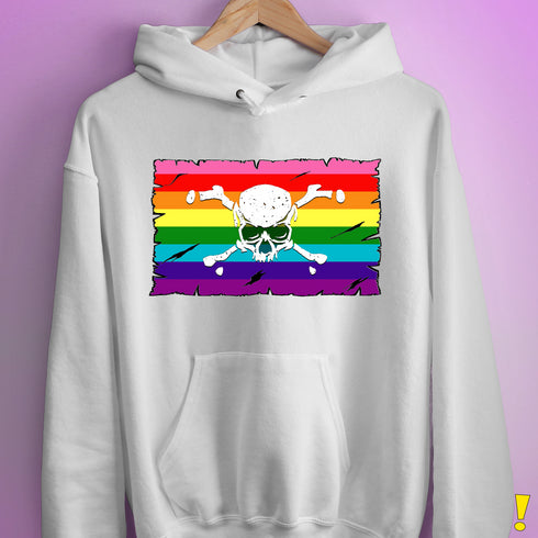 Gilbert Baker LGBTQ Pride Pirate Flag Hoodie - White