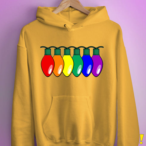 LGBTQ Pride Christmas Lights Hoodie - Mustard