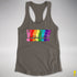 Distressed Gilbert Baker LGBTQ Pride Exclamation Points Racerback Tank - Dark Grey