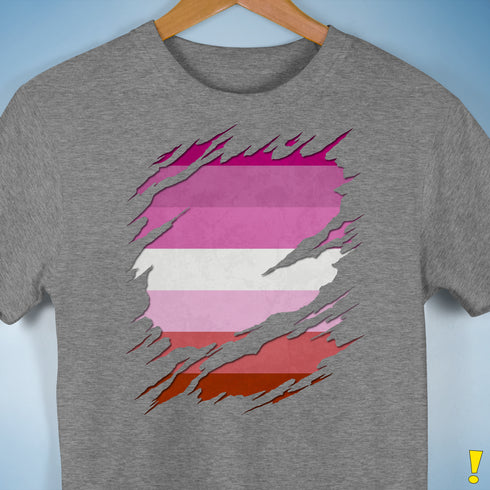 Pink Lesbian Ripped Reveal Premium Unisex T-Shirt - Grey Heather