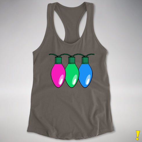 Polysexual Pride Christmas Lights Racerback Tank - Dark Grey