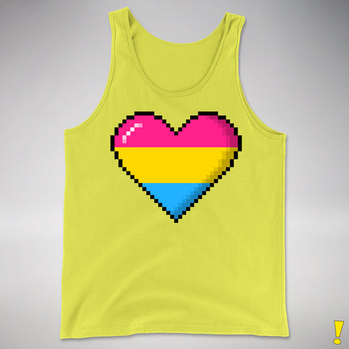 Pansexual Pride 8-Bit Pixel Heart Premium Tank Top - Neon Yellow