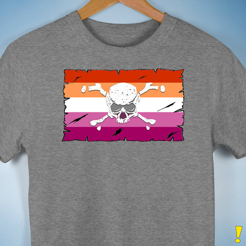 Lesbian Pride Pirate Flag Premium Unisex T-Shirt - Grey Heather