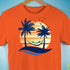 Aromantic Pride Hammock Summer Beach Sunset Premium Unisex T-Shirt - Orange