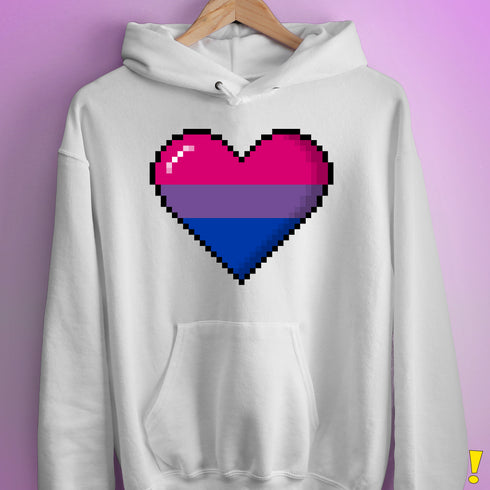 Bisexual Pride 8-Bit Pixel Heart Hoodie - White