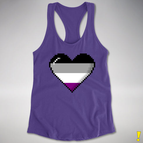 Asexual Pride 8-Bit Pixel Heart Racerback Tank - Purple