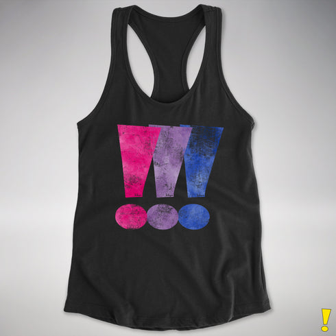 Bisexual Pride Exclamation Points Racerback Tank - Black