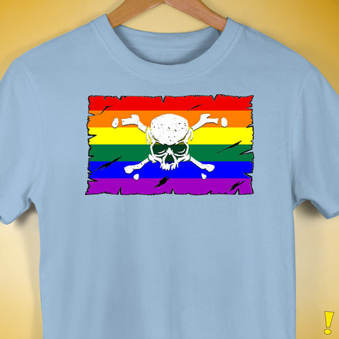 LGBTQ Rainbow Pride Pirate Flag Premium Unisex T-Shirt - Baby Blue