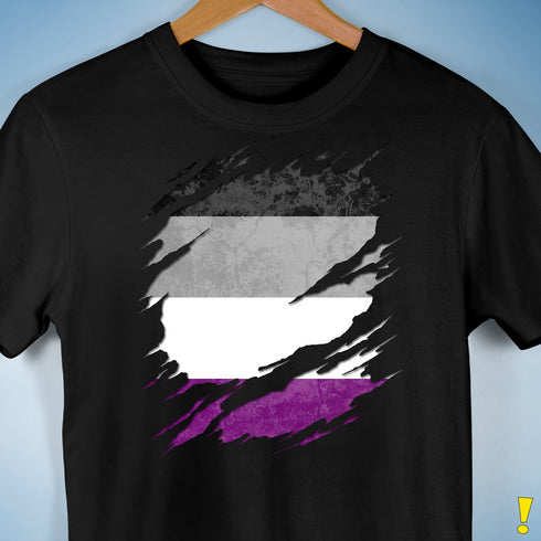 Asexual Pride Flag Ripped Reveal Premium Unisex T-Shirt - Black