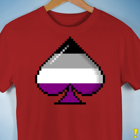 Asexual Pride 8-Bit Pixel Ace of Spades Premium Unisex T-Shirt - Red