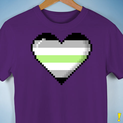 Agender Pride 8-Bit Pixel Heart Premium Unisex T-Shirt - Purple