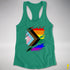 LGBTQ Progress Pride Flag Ripped Reveal Racerback Tank - Kelly Green