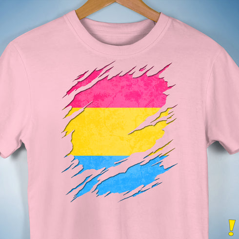 Pansexual Pride Flag Ripped Reveal Premium Unisex T-Shirt - Pink