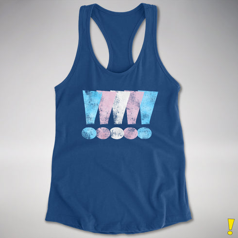 Transgender Pride Exclamation Points Women's Racerback Tank - Royal