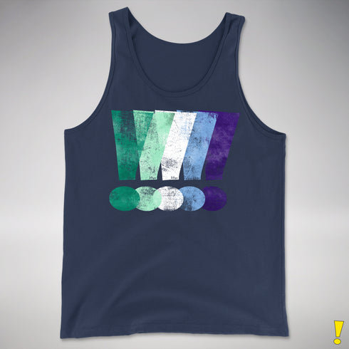 MLM Gay Pride Grunge Exclamation Points Premium Tank Top - Navy