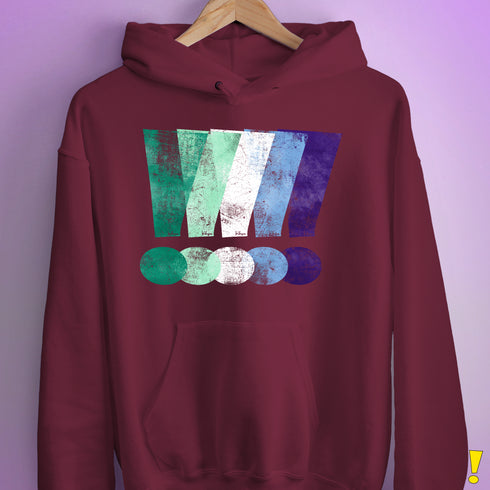 MLM Gay Pride Grunge Exclamation Points Hoodie - Maroon