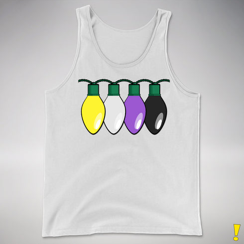 Nonbinary Pride Christmas Lights Premium Tank Top - White