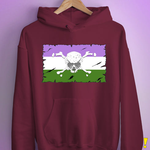 Genderqueer Pride Pirate Flag Hoodie - Maroon