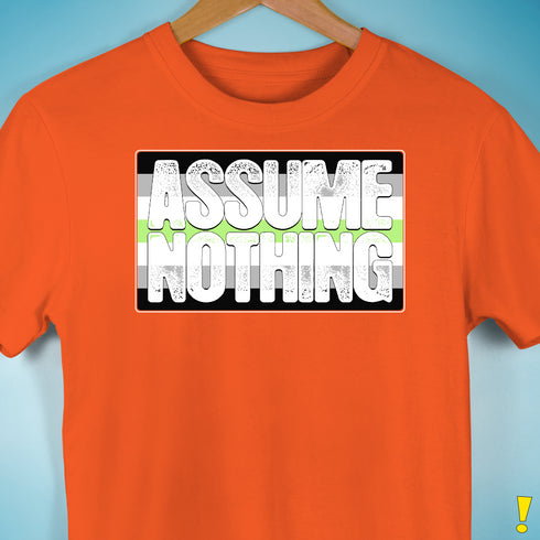 Assume Nothing Agender Pride Flag Premium Unisex T-Shirt - Orange