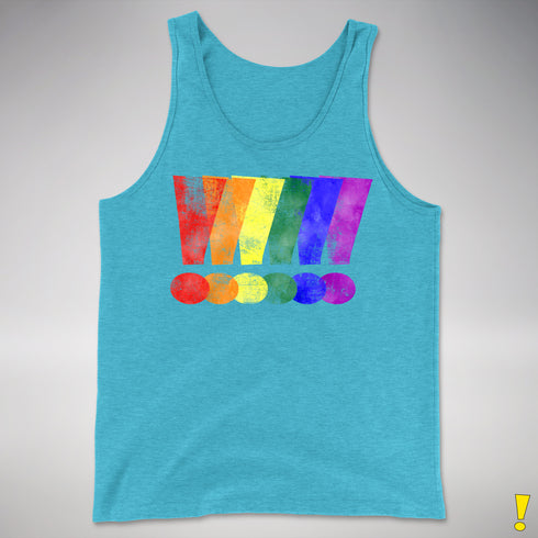 LGBTQ Pride Exclamation Points Premium Tank Top - Aqua Triblend