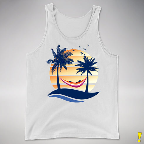 Lesbian Pride Hammock Summer Beach Sunset Premium Tank Top - White