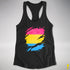 Pansexual Pride Flag Ripped Reveal Racerback Tank - Black