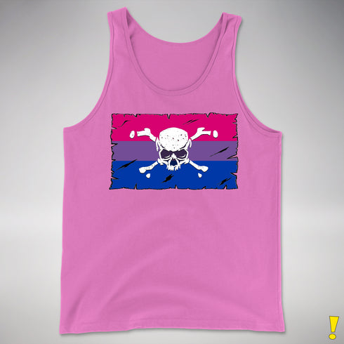 Bisexual Pride Pirate Flag Premium Tank Top - Neon Pink