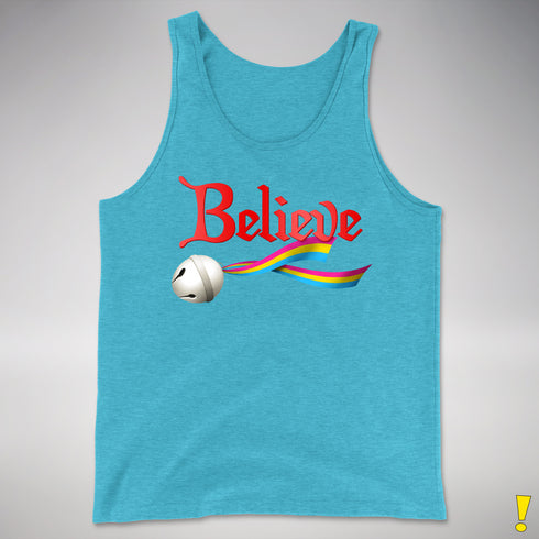 Believe Pansexual Pride Jingle Bell Premium Tank Top - Aqua Triblend