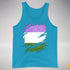 Genderqueer Pride Flag Ripped Reveal Premium Tank Top - Neon Blue