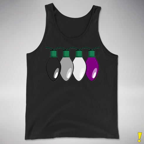 Asexual Pride Christmas Lights Premium Tank Top - Black