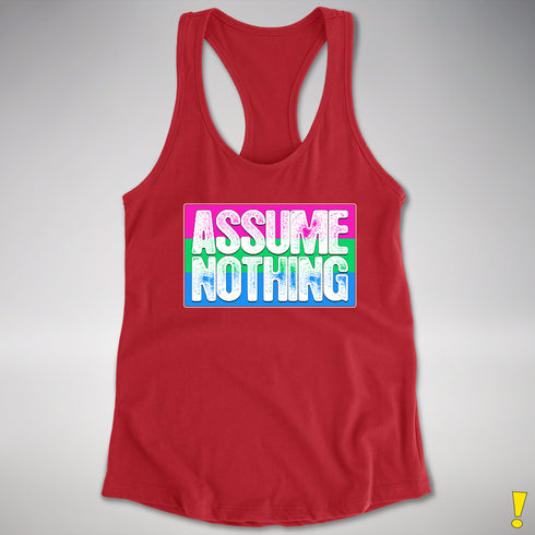 Assume Nothing Polysexual Pride Flag Racerback Tank - Red
