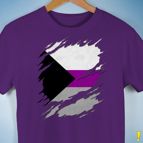 Demisexual Pride Flag Ripped Reveal Premium Unisex T-Shirt - Purple