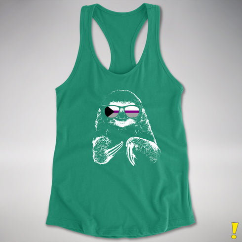 Pride Sloth Demisexual Pride Flag Sunglasses Women's Racerback Tank - Kelly Green