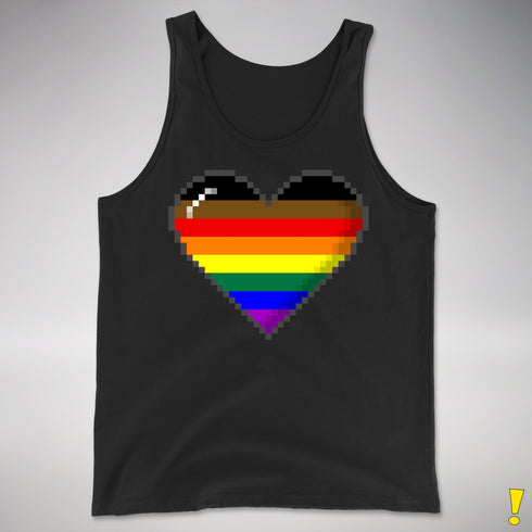 Philly LGBTQ Pride Pixel Heart Premium Tank Top - Black
