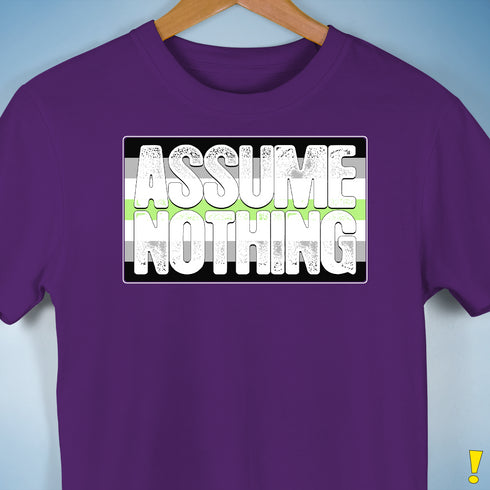 Assume Nothing Agender Pride Flag Premium Unisex T-Shirt - Purple