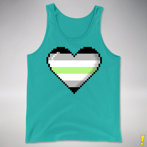 Agender Pride 8-Bit Pixel Heart Premium Tank Top - Teal