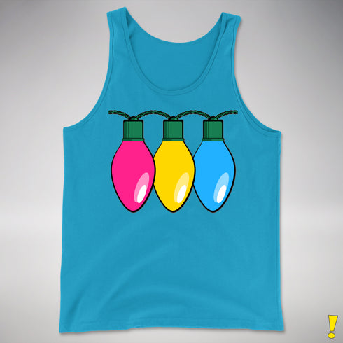 Pansexual Pride Christmas Lights Premium Tank Top - Neon Blue
