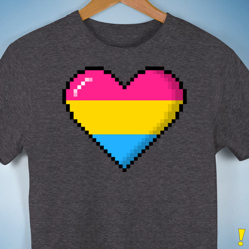 Pansexual Pride 8-Bit Pixel Heart Premium Unisex T-Shirt - Dark Grey Heather